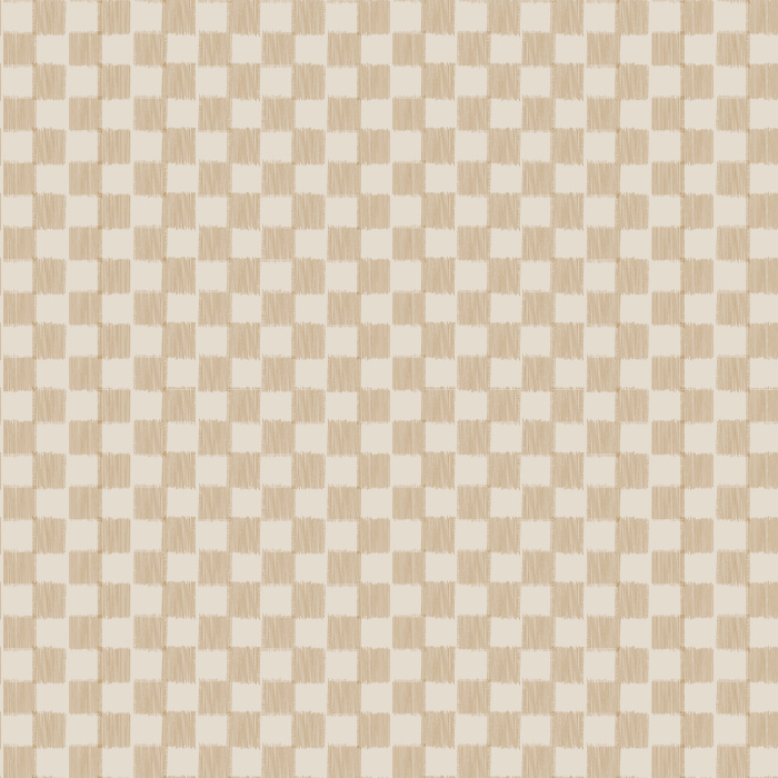 The Ribbed Checks Wallpaper features a warm, woven-inspired checker pattern in soft tan and cream tones, blending classic design with modern simplicity.