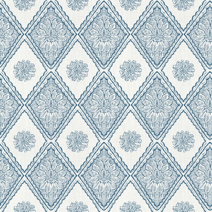 The Nostalgia Knit Wallpaper features an intricate diamond motif inspired by vintage woven textiles in a warm golden yellow tone.