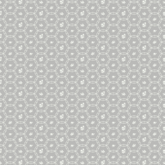 The Tea Saucers Wallpaper features a delicate geometric pattern of interlocking circles and dots inspired by vintage teacup motifs.