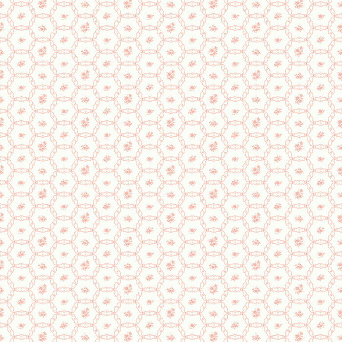The Tea Saucers Wallpaper features a delicate geometric pattern of interlocking circles and dots inspired by vintage teacup motifs.