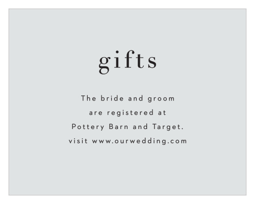Our Cascading Photo Registry Cards inform family and friends where you would like to receive your wedding gifts from.