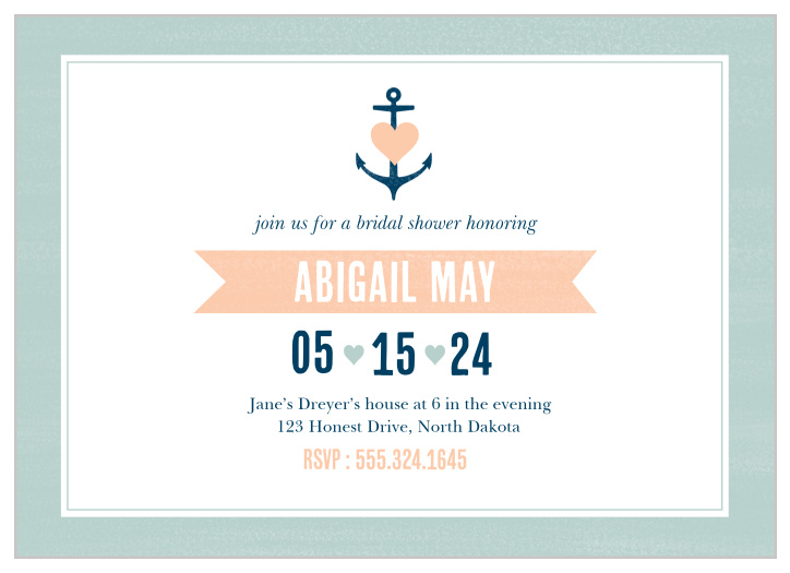 Stay classy with the Anchored Waves Bridal Shower invitation.