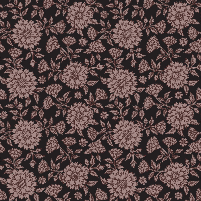 The Pressed Carnation Wallpaper features a delicate floral design of softly outlined blooms in cream on a warm taupe background.