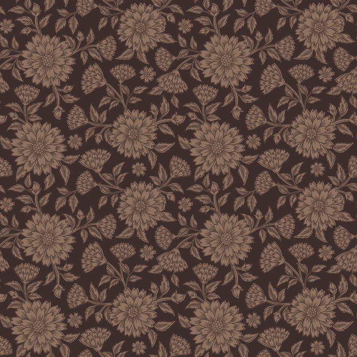 The Pressed Carnation Wallpaper features a delicate floral design of softly outlined blooms in cream on a warm taupe background.