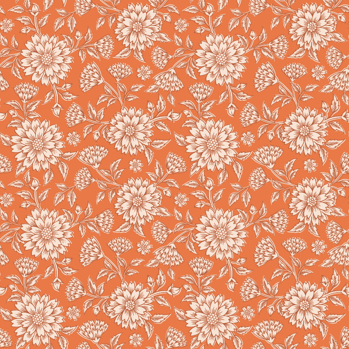 The Pressed Carnation Wallpaper features a delicate floral design of softly outlined blooms in cream on a warm taupe background.