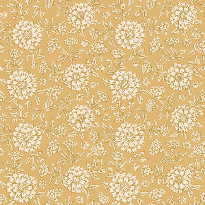 The Pressed Carnation Wallpaper features a delicate floral design of softly outlined blooms in cream on a warm taupe background.