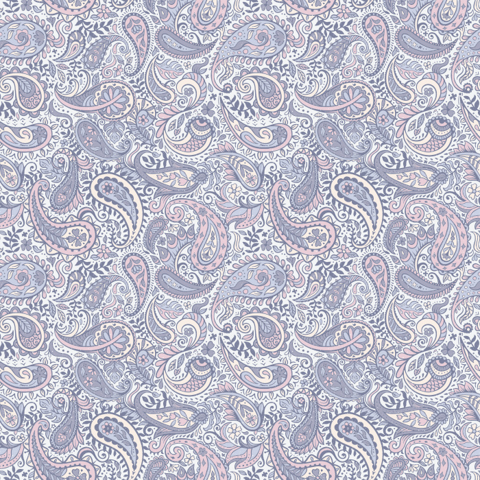 The Vintage Paisley Wallpaper features a flowing pattern of intricate paisley motifs in soft sage green and cream tones.