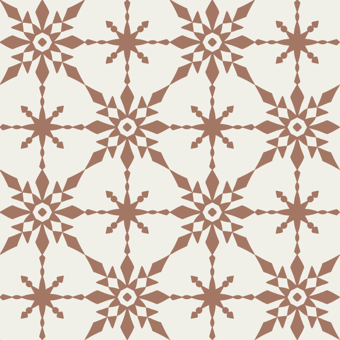 The Retro Quilt Wallpaper features a geometric floral star pattern in warm golden yellow on a soft cream background, inspired by mid-century quilt designs.