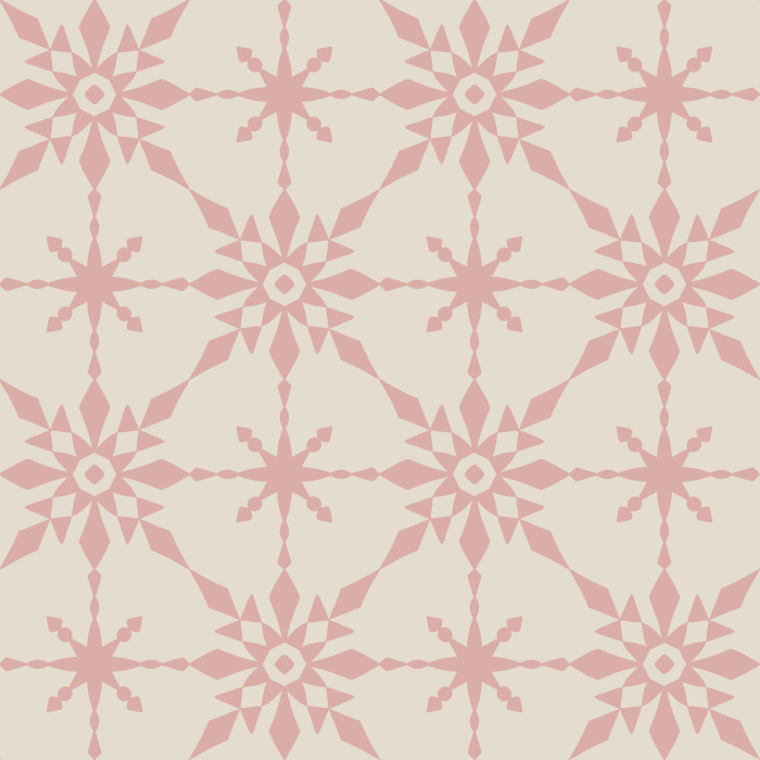 The Retro Quilt Wallpaper features a geometric floral star pattern in warm golden yellow on a soft cream background, inspired by mid-century quilt designs.
