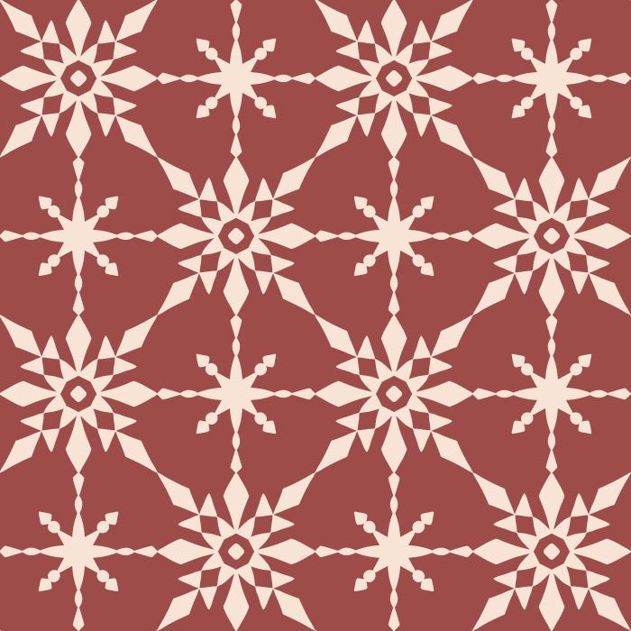 The Retro Quilt Wallpaper features a geometric floral star pattern in warm golden yellow on a soft cream background, inspired by mid-century quilt designs.