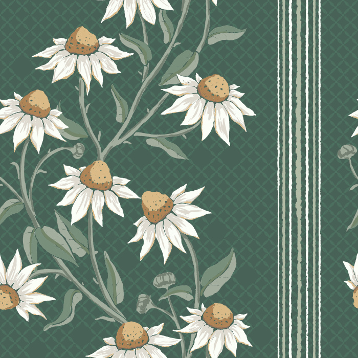 The Soft Florals Wallpaper features delicate blush-pink blooms with graceful green leaves on a soft cream background, creating a romantic and vintage-inspired look.