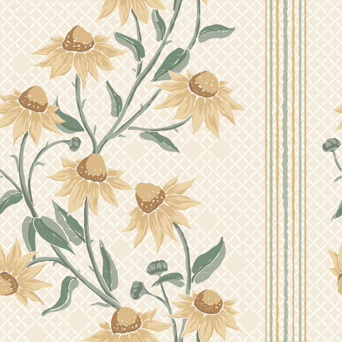 The Soft Florals Wallpaper features delicate blush-pink blooms with graceful green leaves on a soft cream background, creating a romantic and vintage-inspired look.