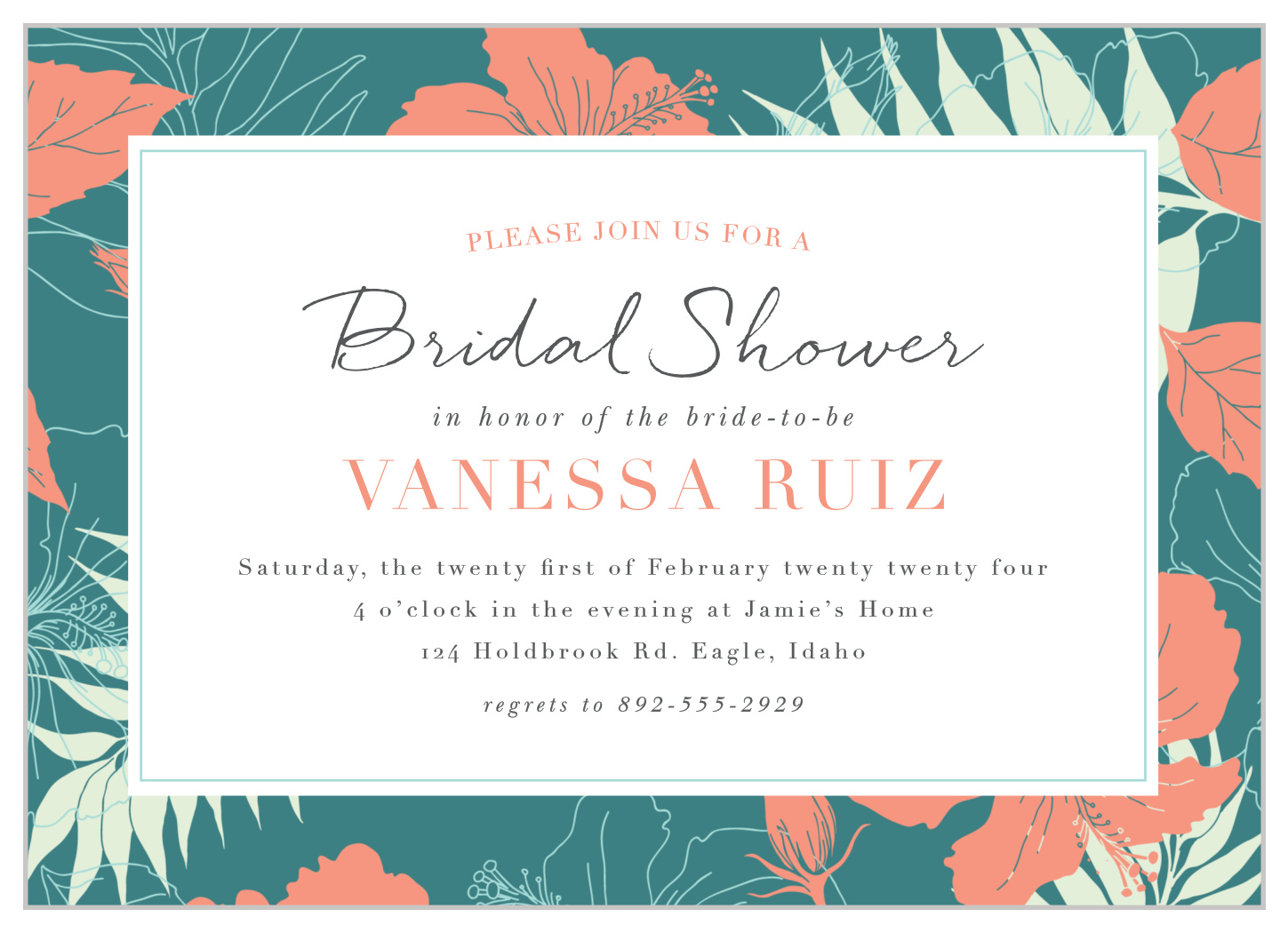 Hawaiian Tropic Bridal Shower Invitations