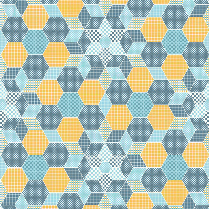 The Patchwork Meadow Wallpaper combines playful geometric charm with vintage farmhouse inspiration, featuring hexagon quilt-like shapes in warm olive, soft pink, and ivory tones.