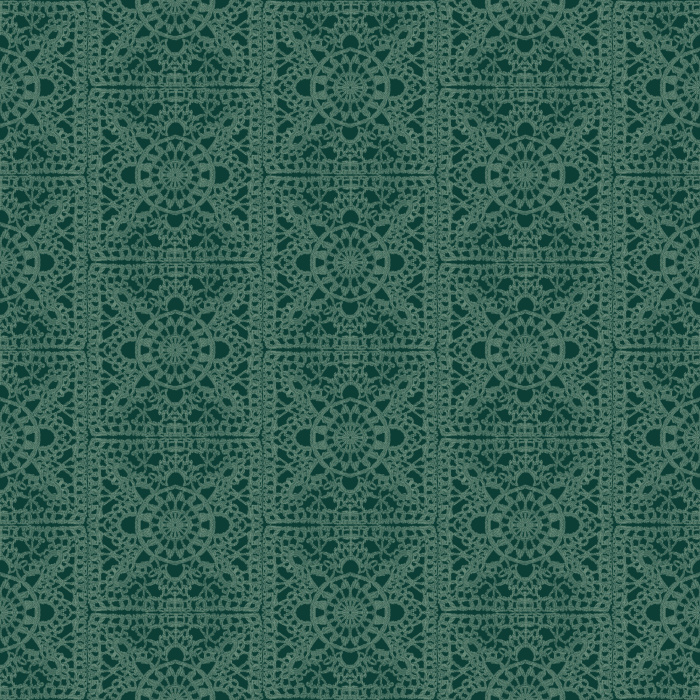 The Granny Crochet Wallpaper captures the cozy nostalgia of handwoven textiles, featuring intricate lace-inspired motifs in a soft charcoal gray on a warm neutral base.