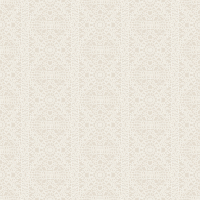 The Granny Crochet Wallpaper captures the cozy nostalgia of handwoven textiles, featuring intricate lace-inspired motifs in a soft charcoal gray on a warm neutral base.