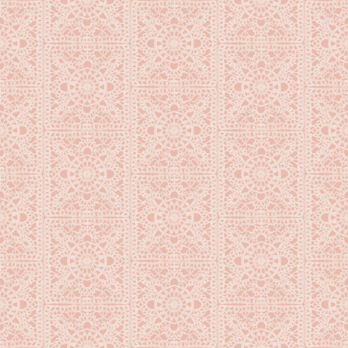 The Granny Crochet Wallpaper captures the cozy nostalgia of handwoven textiles, featuring intricate lace-inspired motifs in a soft charcoal gray on a warm neutral base.