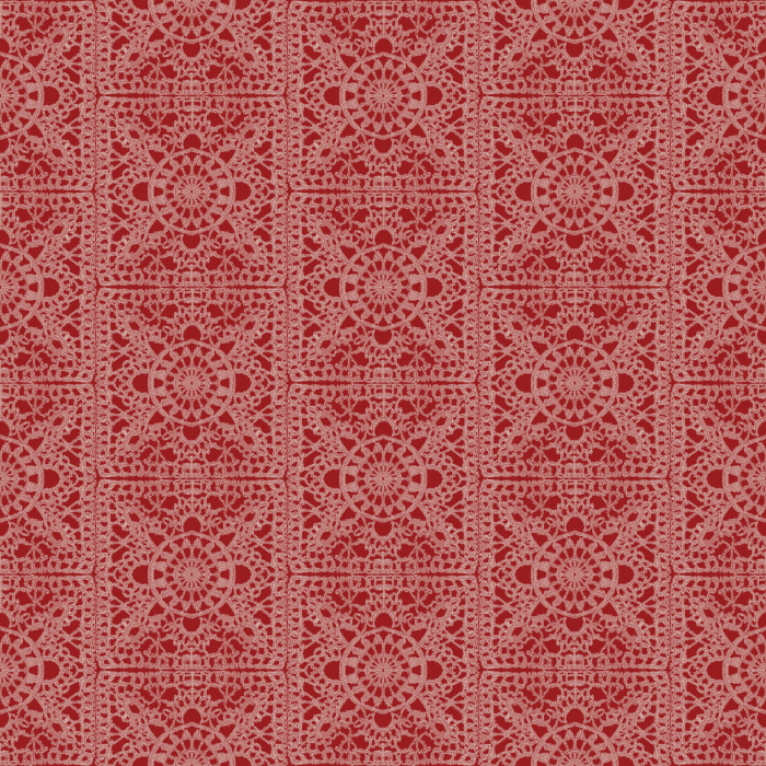The Granny Crochet Wallpaper captures the cozy nostalgia of handwoven textiles, featuring intricate lace-inspired motifs in a soft charcoal gray on a warm neutral base.