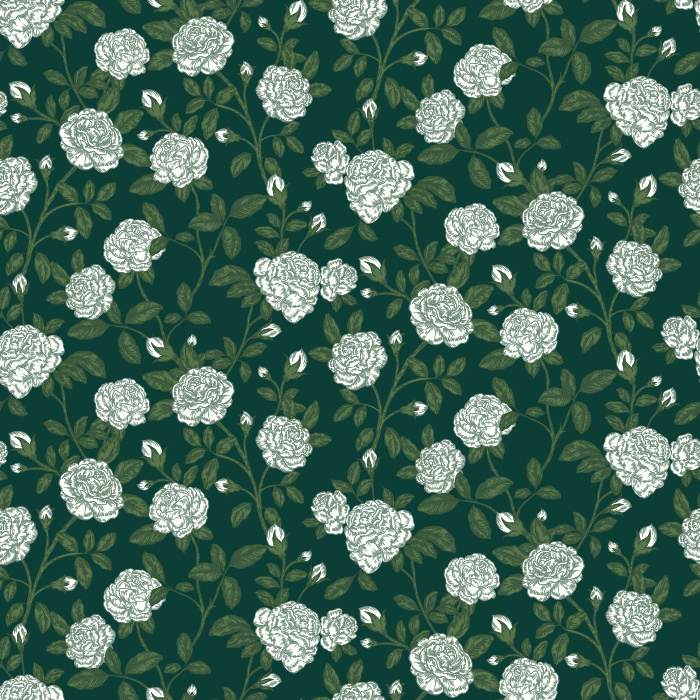 The Rose Garden Wallpaper brings timeless romance to your home with its charming pattern of bold red roses and lush green leaves on a soft blush background.