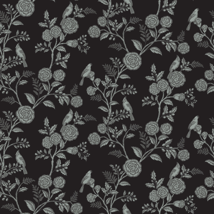 The Woodland Birds Wallpaper captures the peaceful charm of nature with hand-illustrated songbirds perched among blooming branches in soft taupe tones.