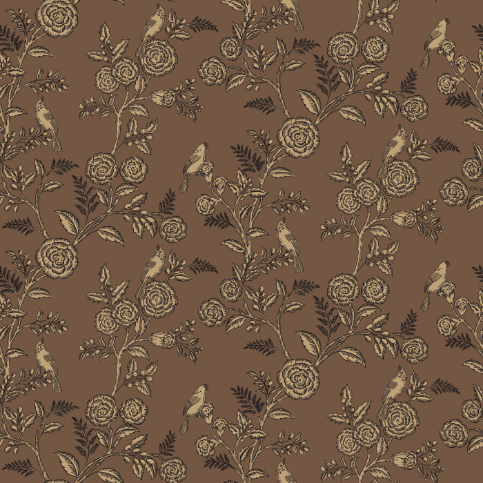 The Woodland Birds Wallpaper captures the peaceful charm of nature with hand-illustrated songbirds perched among blooming branches in soft taupe tones.