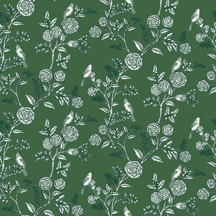 The Woodland Birds Wallpaper captures the peaceful charm of nature with hand-illustrated songbirds perched among blooming branches in soft taupe tones.