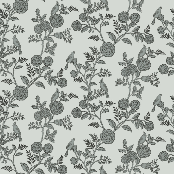 The Woodland Birds Wallpaper captures the peaceful charm of nature with hand-illustrated songbirds perched among blooming branches in soft taupe tones.