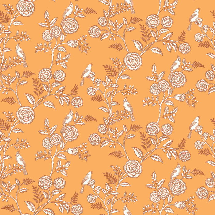 The Woodland Birds Wallpaper captures the peaceful charm of nature with hand-illustrated songbirds perched among blooming branches in soft taupe tones.