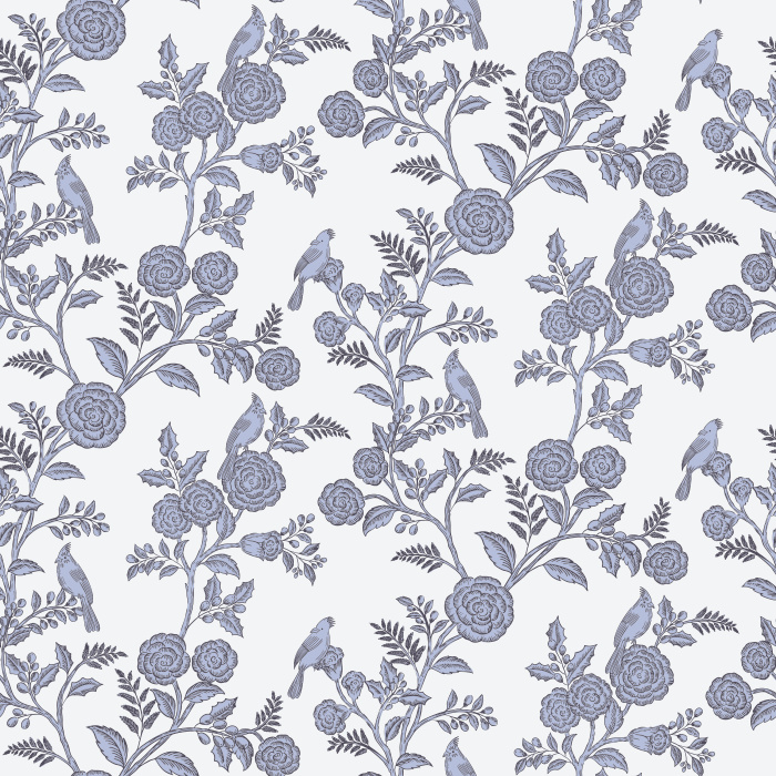 The Woodland Birds Wallpaper captures the peaceful charm of nature with hand-illustrated songbirds perched among blooming branches in soft taupe tones.