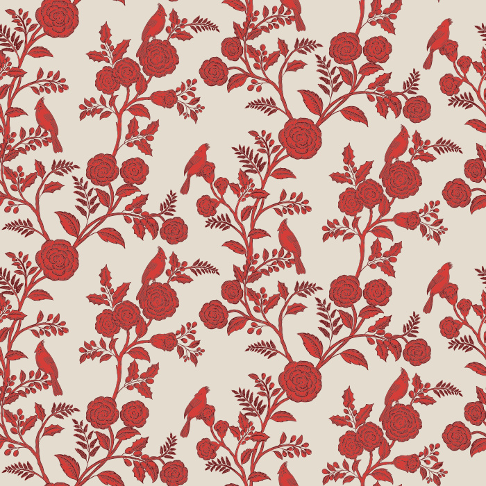 The Woodland Birds Wallpaper captures the peaceful charm of nature with hand-illustrated songbirds perched among blooming branches in soft taupe tones.