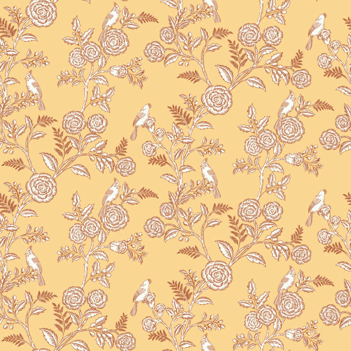 The Woodland Birds Wallpaper captures the peaceful charm of nature with hand-illustrated songbirds perched among blooming branches in soft taupe tones.