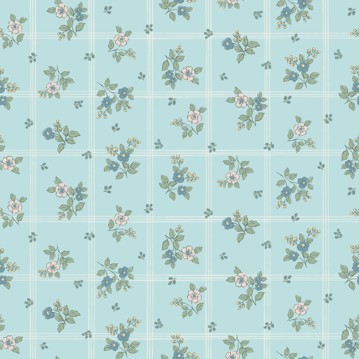 The Petal Flurry Wallpaper brings fresh vintage charm to any room with its delicate clusters of soft yellow and sage green flowers arranged in a dainty grid pattern.