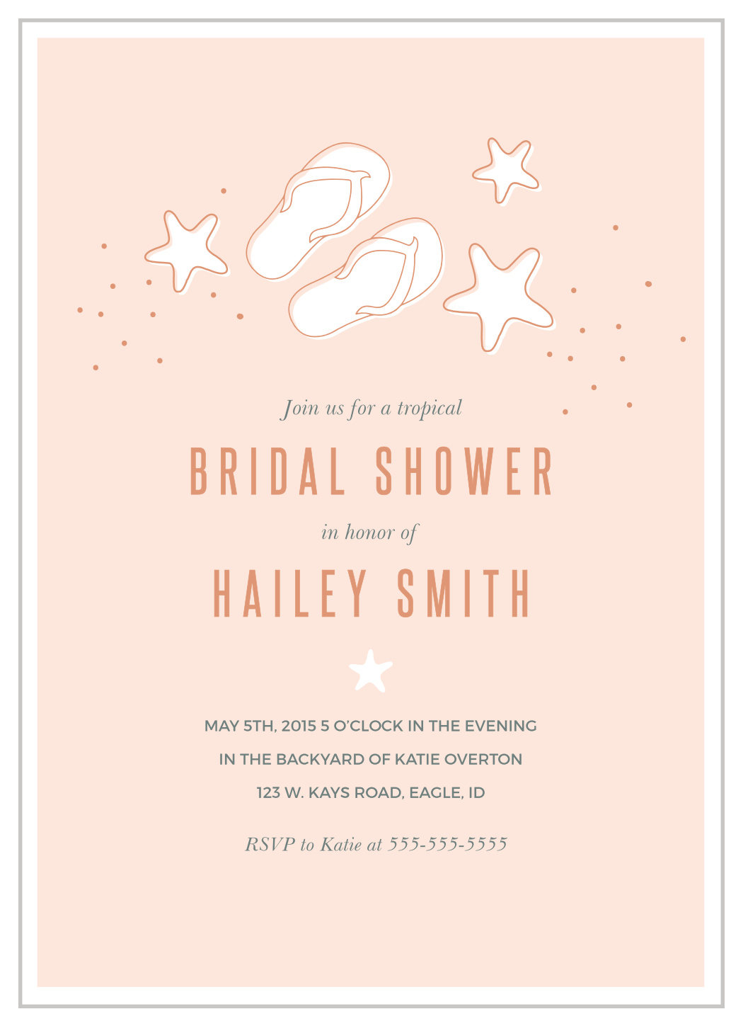 Sandy Beaches Bridal Shower Invitations