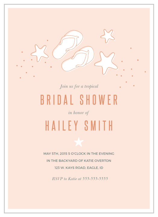 Despite having a destination wedding or not, start your beach-inspired celebrations off with our Sandy Beaches Bridal Shower invitations!