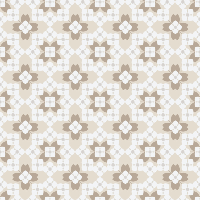 The Floral Quilt Wallpaper blends retro charm with cozy cottage warmth, featuring a geometric floral pattern in fresh shades of green and white with soft golden accents.