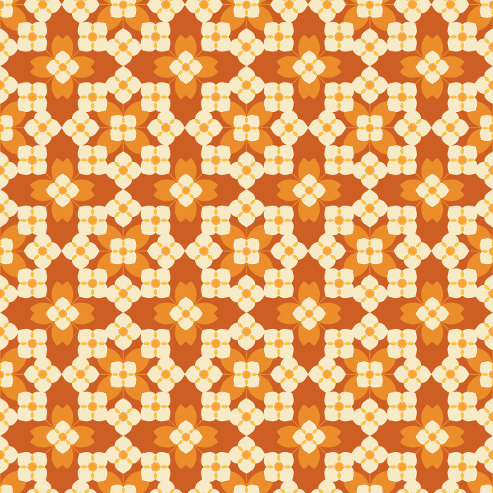 The Floral Quilt Wallpaper blends retro charm with cozy cottage warmth, featuring a geometric floral pattern in fresh shades of green and white with soft golden accents.