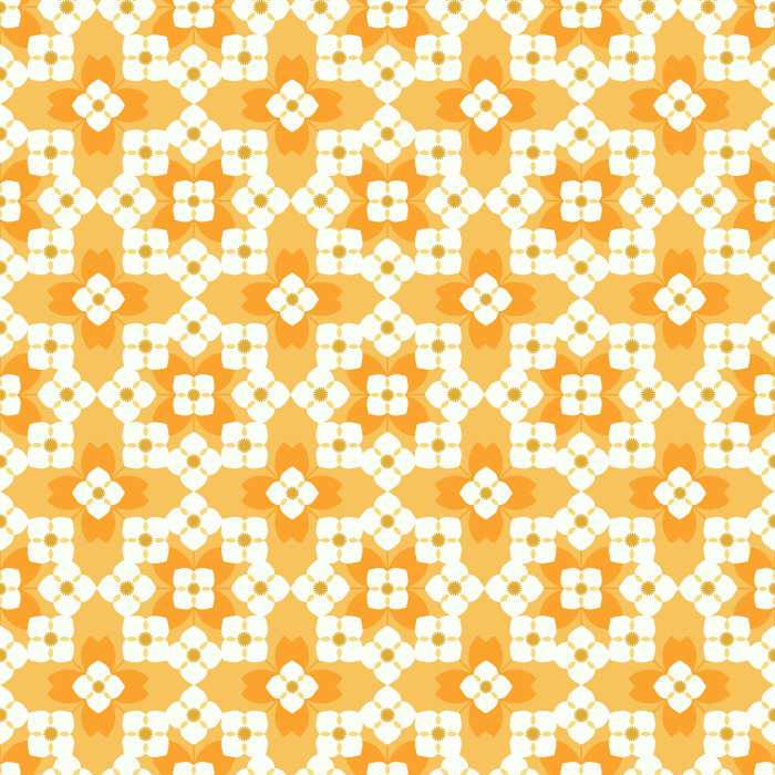 The Floral Quilt Wallpaper blends retro charm with cozy cottage warmth, featuring a geometric floral pattern in fresh shades of green and white with soft golden accents.