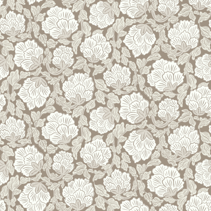 The Petal Whirl Wallpaper brings dramatic elegance to your space with its intricate floral pattern in rich shades of espresso brown, caramel, and cream.