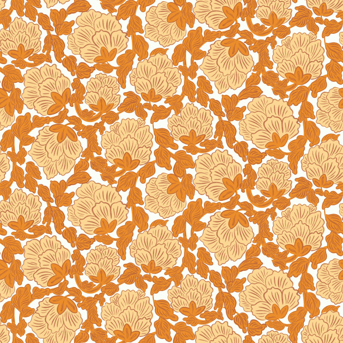 The Petal Whirl Wallpaper brings dramatic elegance to your space with its intricate floral pattern in rich shades of espresso brown, caramel, and cream.