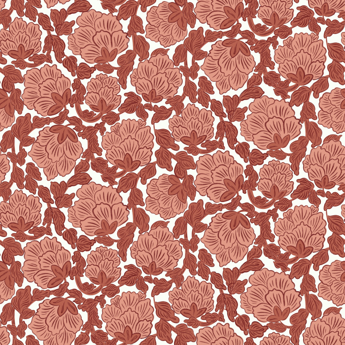 The Petal Whirl Wallpaper brings dramatic elegance to your space with its intricate floral pattern in rich shades of espresso brown, caramel, and cream.