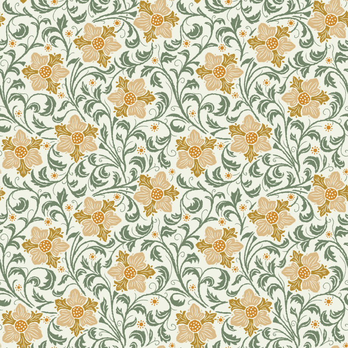 The Midnight Bloom Wallpaper captures the beauty of a moonlit garden with deep navy tones, scrolling vines, and crimson red blossoms.
