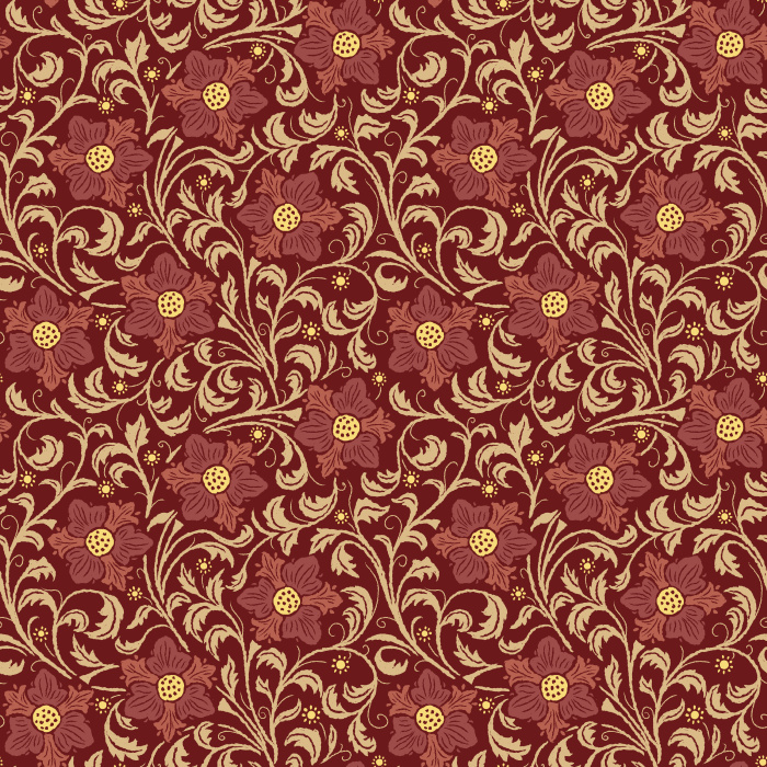 The Midnight Bloom Wallpaper captures the beauty of a moonlit garden with deep navy tones, scrolling vines, and crimson red blossoms.