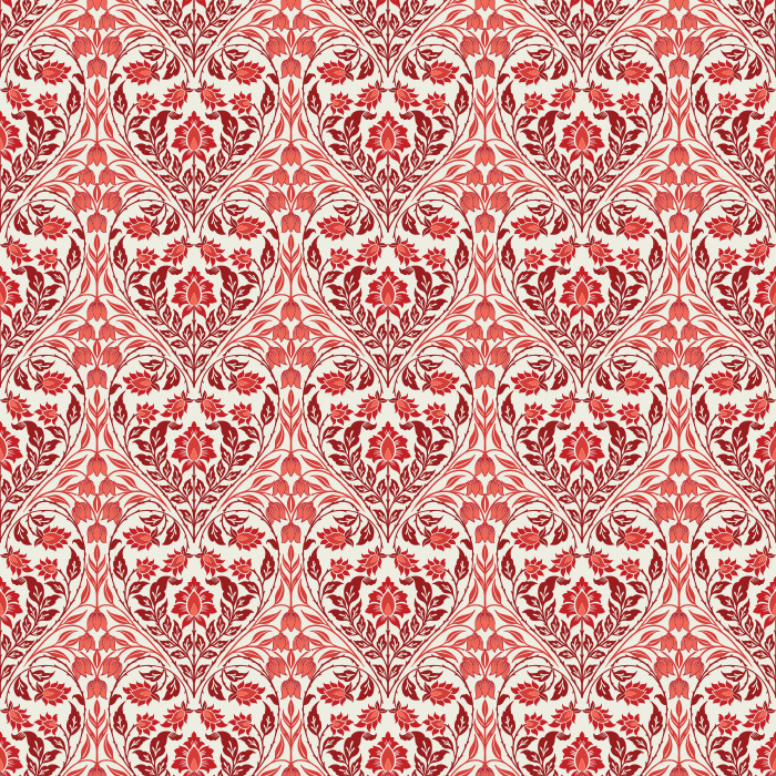 The Lush Vines Wallpaper features an intricate botanical design with cascading vines and floral details in soft rose and lavender tones against a rich forest green backdrop.