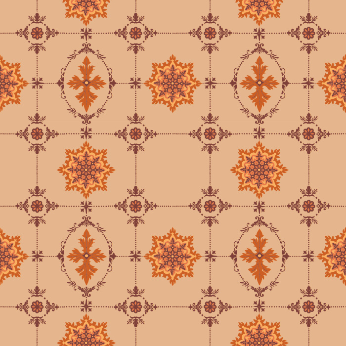 The Geometric Ornament Wallpaper showcases a refined vintage-inspired motif of navy star medallions and golden filigree accents on a muted sage green backdrop.