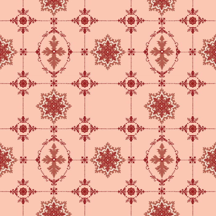 The Geometric Ornament Wallpaper showcases a refined vintage-inspired motif of navy star medallions and golden filigree accents on a muted sage green backdrop.