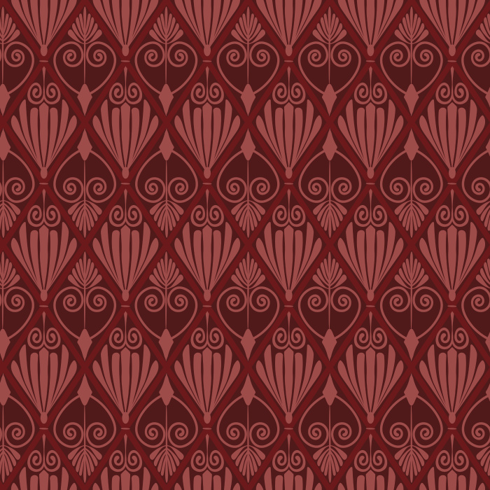 The Athenian Deco Wallpaper channels timeless Art Deco luxury with its geometric fan and scroll pattern in warm gold on a deep charcoal background.