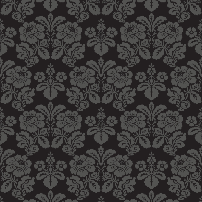 The Victorian Heritage Wallpaper captures timeless grandeur with its elegant damask-style floral motifs in ivory on a soft slate blue background.