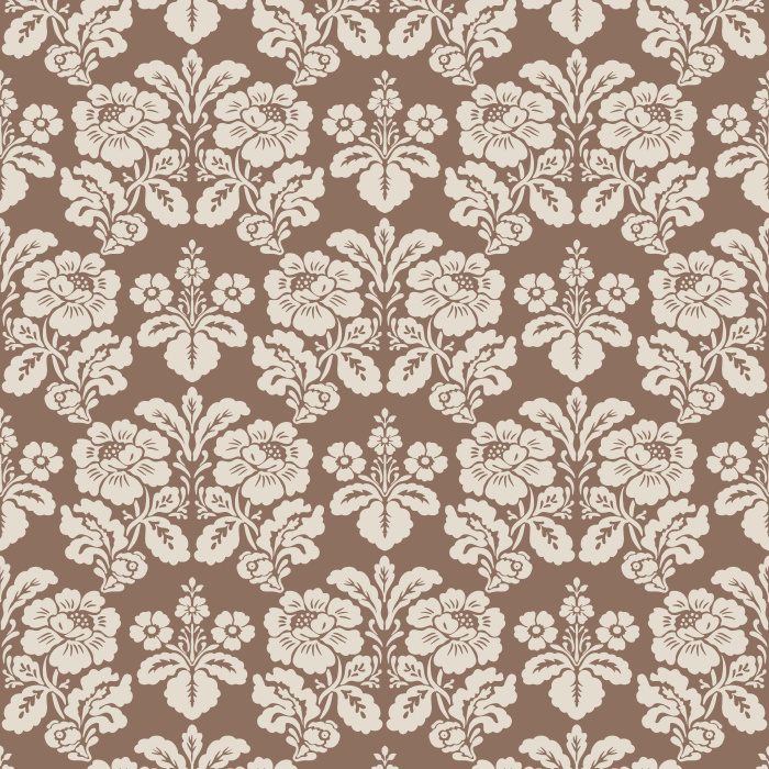 The Victorian Heritage Wallpaper captures timeless grandeur with its elegant damask-style floral motifs in ivory on a soft slate blue background.