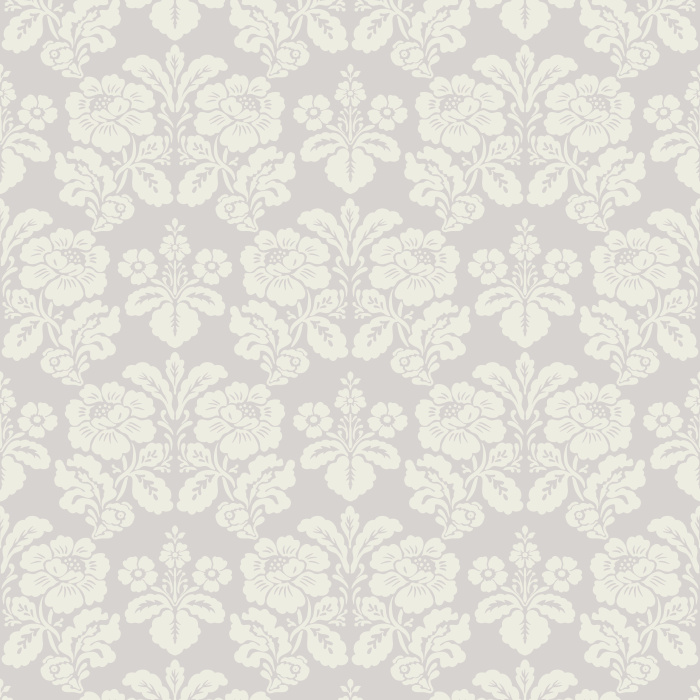 The Victorian Heritage Wallpaper captures timeless grandeur with its elegant damask-style floral motifs in ivory on a soft slate blue background.