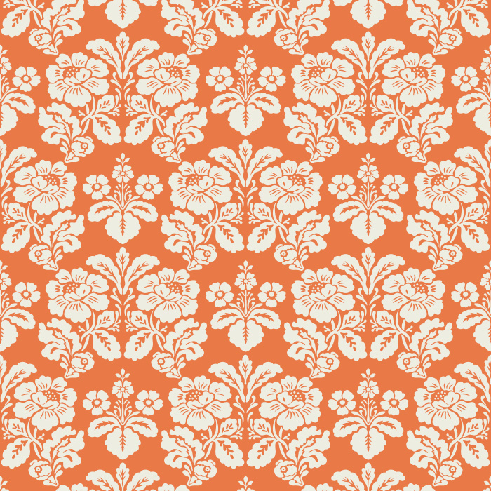 The Victorian Heritage Wallpaper captures timeless grandeur with its elegant damask-style floral motifs in ivory on a soft slate blue background.